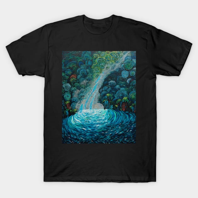 Aqua Symphony: Melodies of Water in Captivating Waterfall Art T-Shirt by Rolling Reality